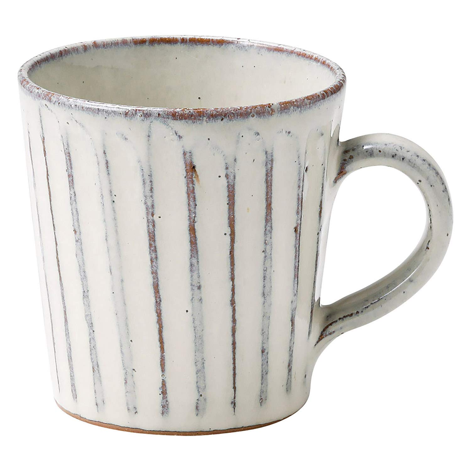 Marui Seito Shigaraki Ware Hechimon Mug Cup Large White Glazed Engraved Capacity Approx. 330ml Stylish Coffee Cup Pottery Handcrafted Traditional Craft Made in Japan 3-3333 : Home & Kitchen