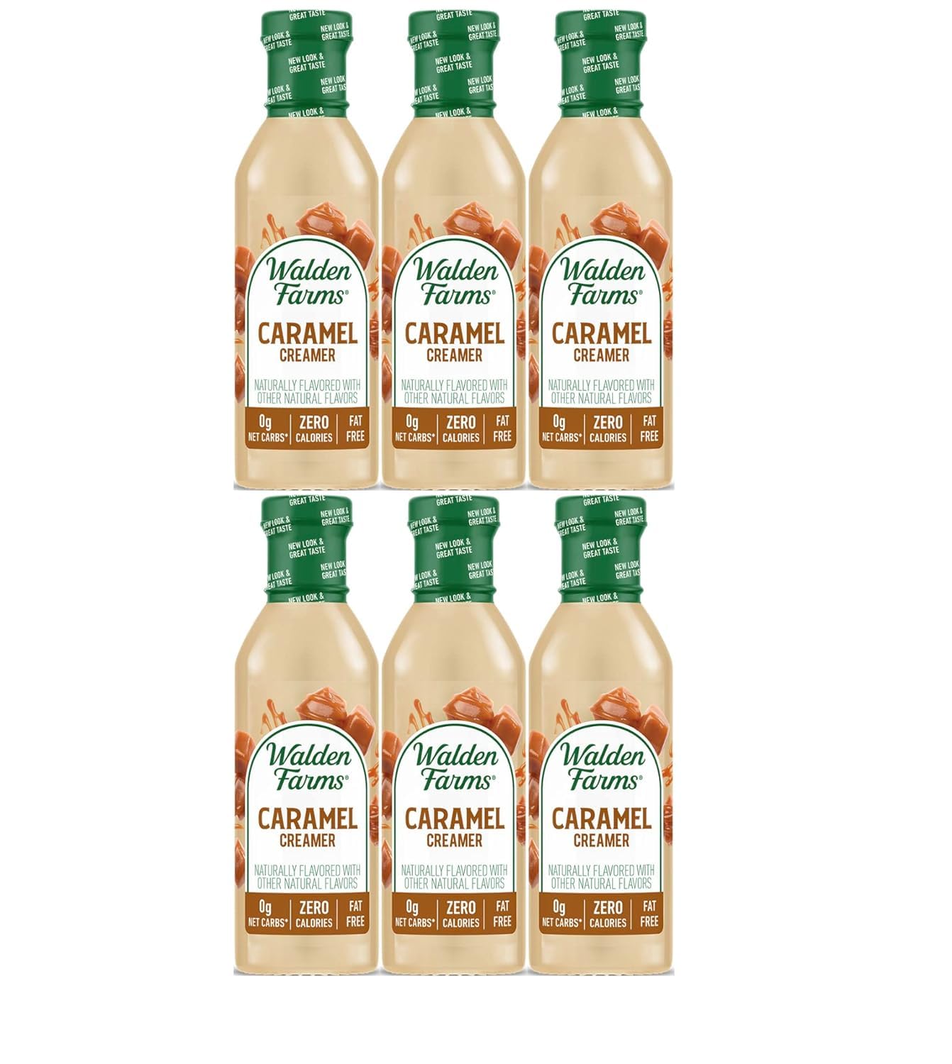 Walden Farms Caramel Coffee Creamer – Zero Calorie, Gluten-Free, Low Carb, Keto-Friendly, Sugar-Free, Rich Caramel Flavor – 6-Pack, 12 oz Bottles