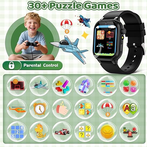 Vista 3 de OVV Reloj inteligente de juegos para niños, pantalla táctil HD de 1.54 pulgadas, más de 30 juegos educativos, cámara, podómetro, alarma, reproductor