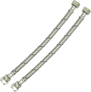 2X Reeds 15mm x 1/2inch Flexi 300mm Flexible Braided Tap & Inlet Valve Connector Pack of 2 WRAS Approved
