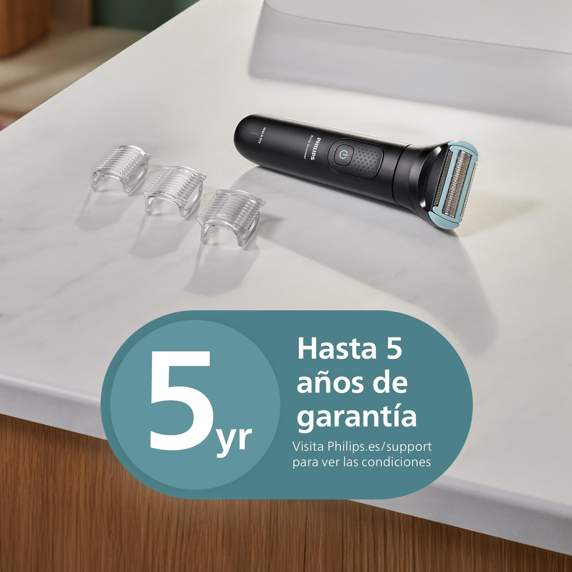 Philips Afeitadora Corporal Series 5000 - Recortadora para Hombre con Sistema Triple Protect, Afeita y Recorta la Zona Íntima, Apta para la Ducha, 100 min. de autonomía. BG5485/30