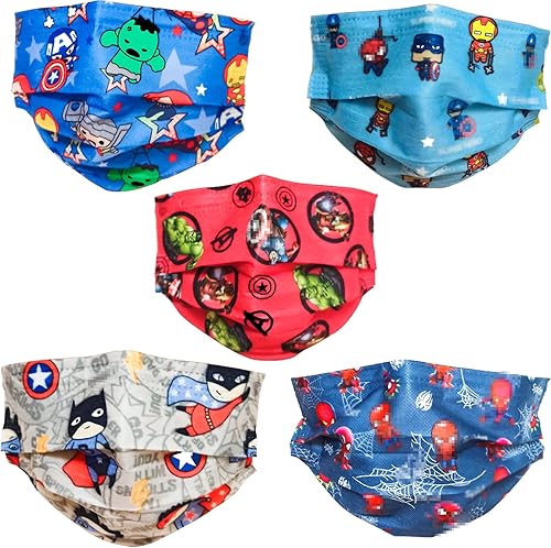 Cubrebocas desechable para niños envueltos individualmente, 50 unidades, máscaras para niños, jóvenes, 3 capas Kawaii unisex para niños