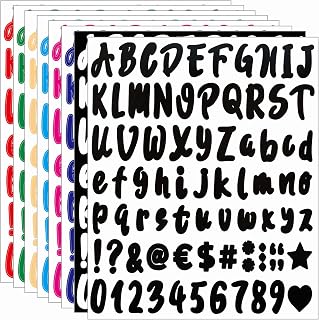 Waynoda 576 Pieces 8 Sheets Self Adhesive Vinyl Letters Numbers Stickers, Graduation Cap Stickers, Alphabet Number Stickers, Decals for Sign, Door, Business, Address Number (1 Inch, 8 Colors)