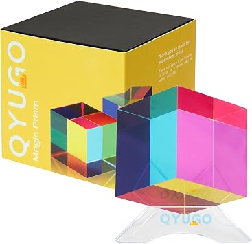 QYUGO Color Cube in Acrylic 50mm Acrylic CMY Color Mixing Desk Toy | STEM Educational Gift for Kids & Adults, Stress Relief Puzzle & Unique Home Office Decor