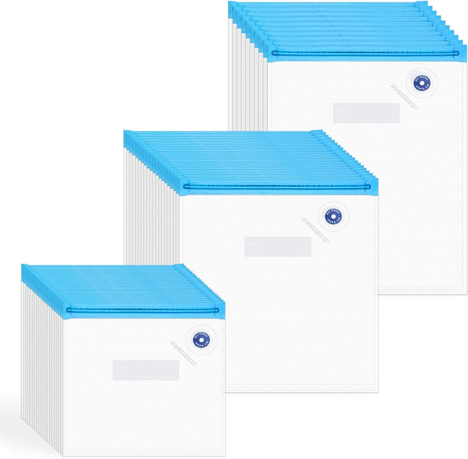 50 Pcs Sous Vide Bags Reusable 3 Sizes BPA Free Vacuum Sealer Bags with Air Valve, Zipper Seal Clear Vacuum Food Storage Bags for Sous Vide Cooking, Microwaveable, Refrigeration