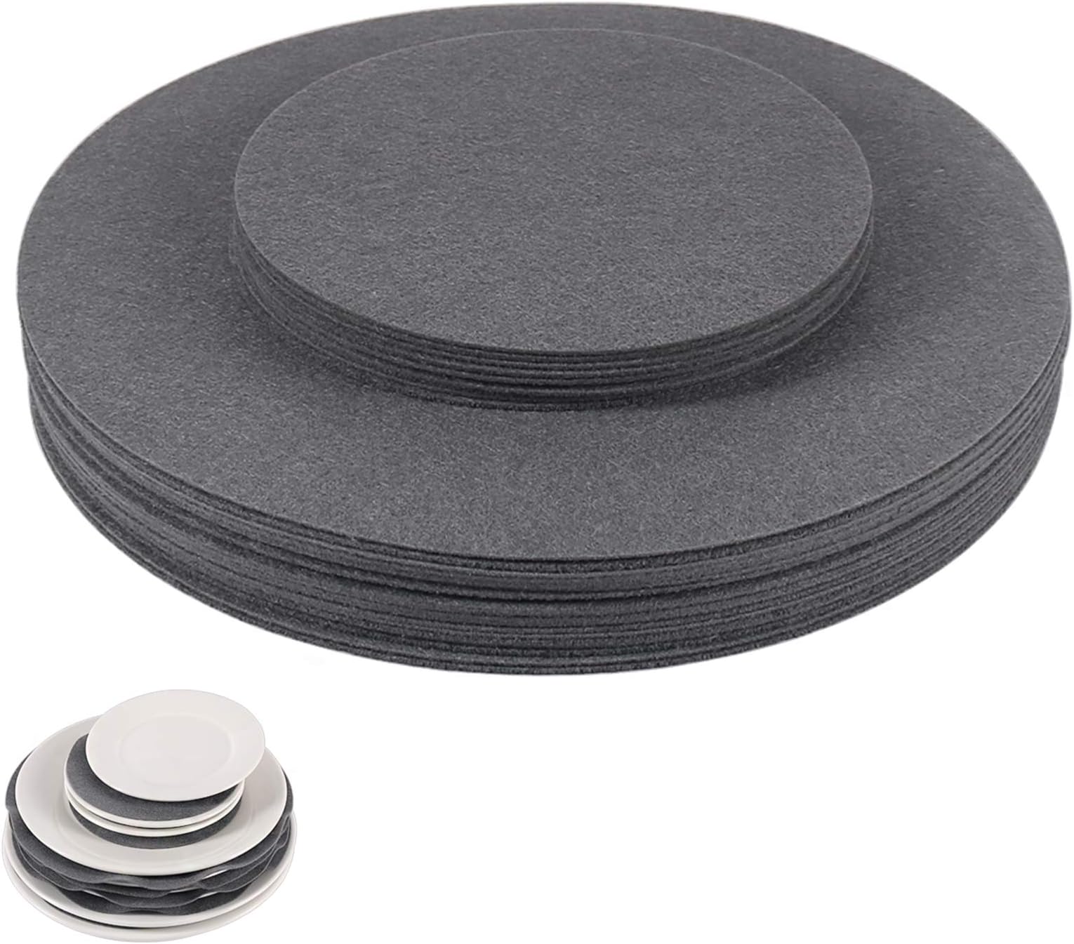 Soft Felt Plate Protectors, Set of 30 and 2 Different Size, Plate Separators Pads China Storage Dividers Protectors Dish Protectors Pads for Protecting and Stacking Your Cookware