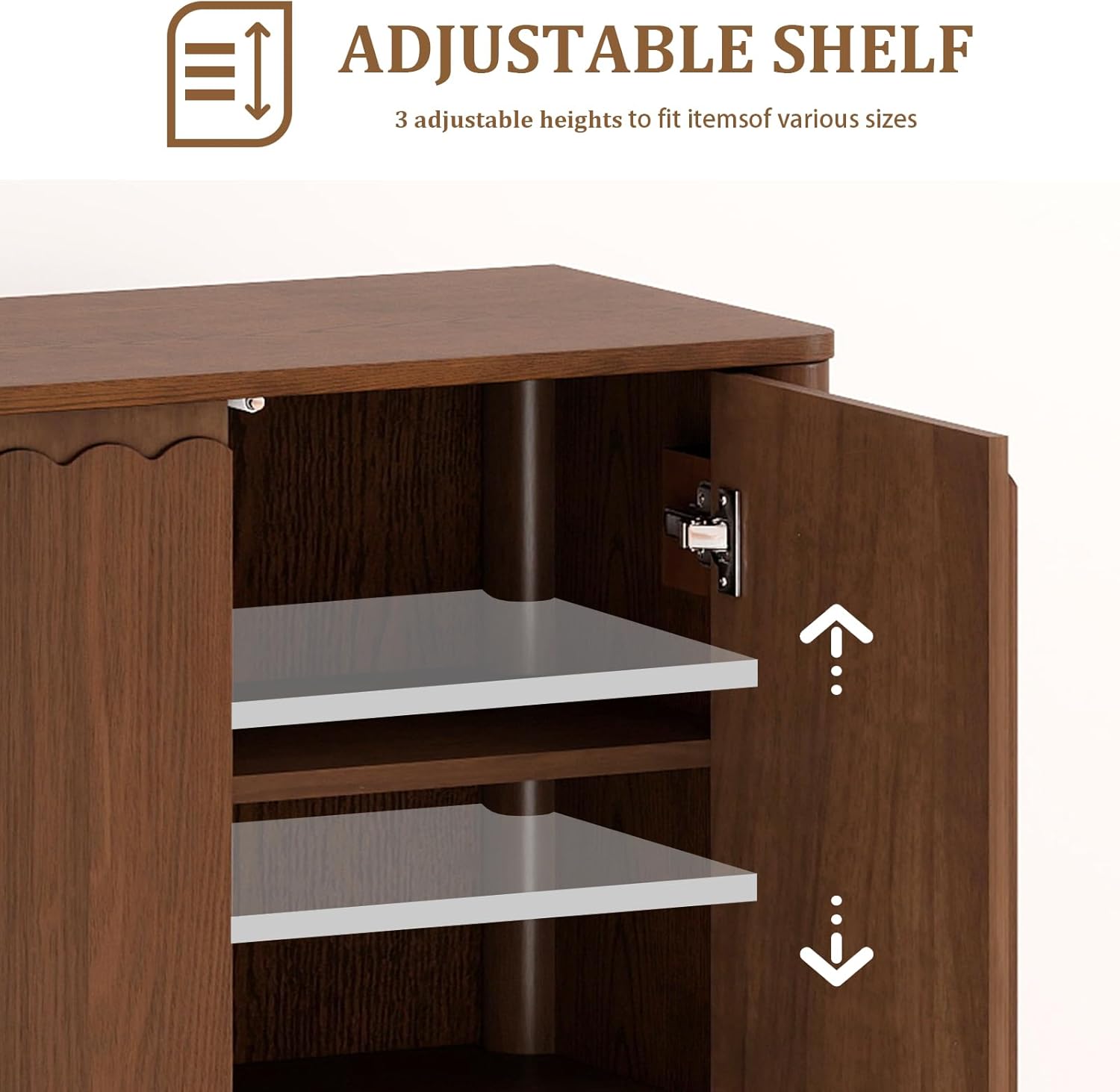 HMFULE 31.5" Sideboard Buffet Storage Cabinet, Solid Wood Retro Buffet Cabinet with Storage Adjustable Shelf & 2 Doors, Accent Cabinet for Hallway, Living Room, Dining Room, Kitchen (Walnut)