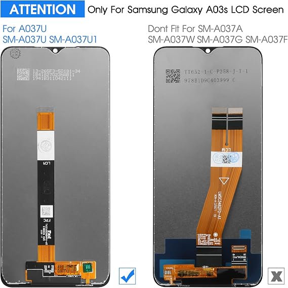 for Samsung Galaxy A03s A037U Screen Replacement SM-A037U LCD Display Touch Screen Digitizer Assembly Repair Parts Kit (Not for A037A A037W A037G and A03) (164MM Bigger Size(for US Version))