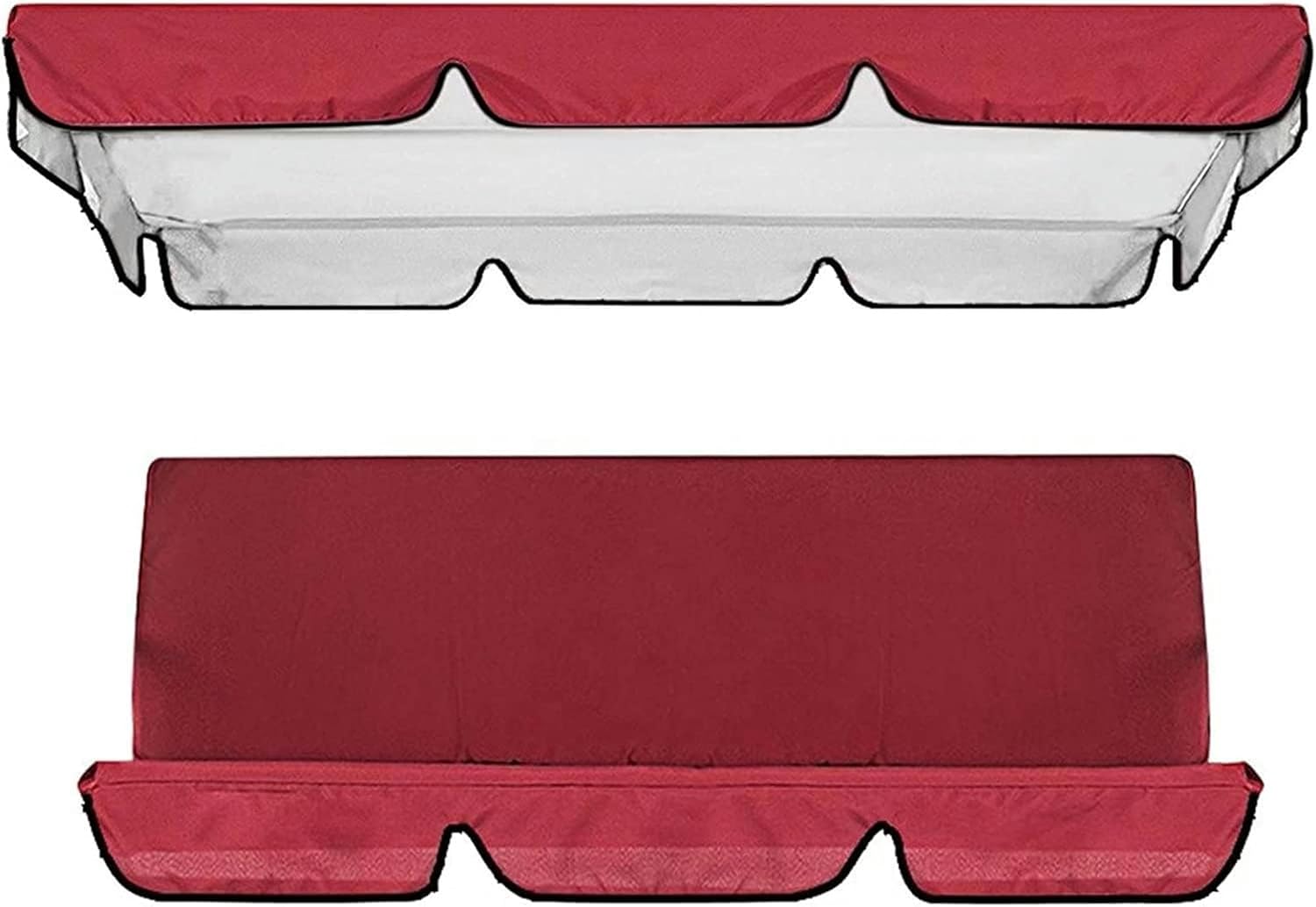 Swing Canopy Replacement Cover 2 or 3 Seater Porch Swing Canopy Waterproof Top Cover Set Universal Replacement Canopy for Garden (Color : Rojo, Size : 190 * 132 * 15cm)