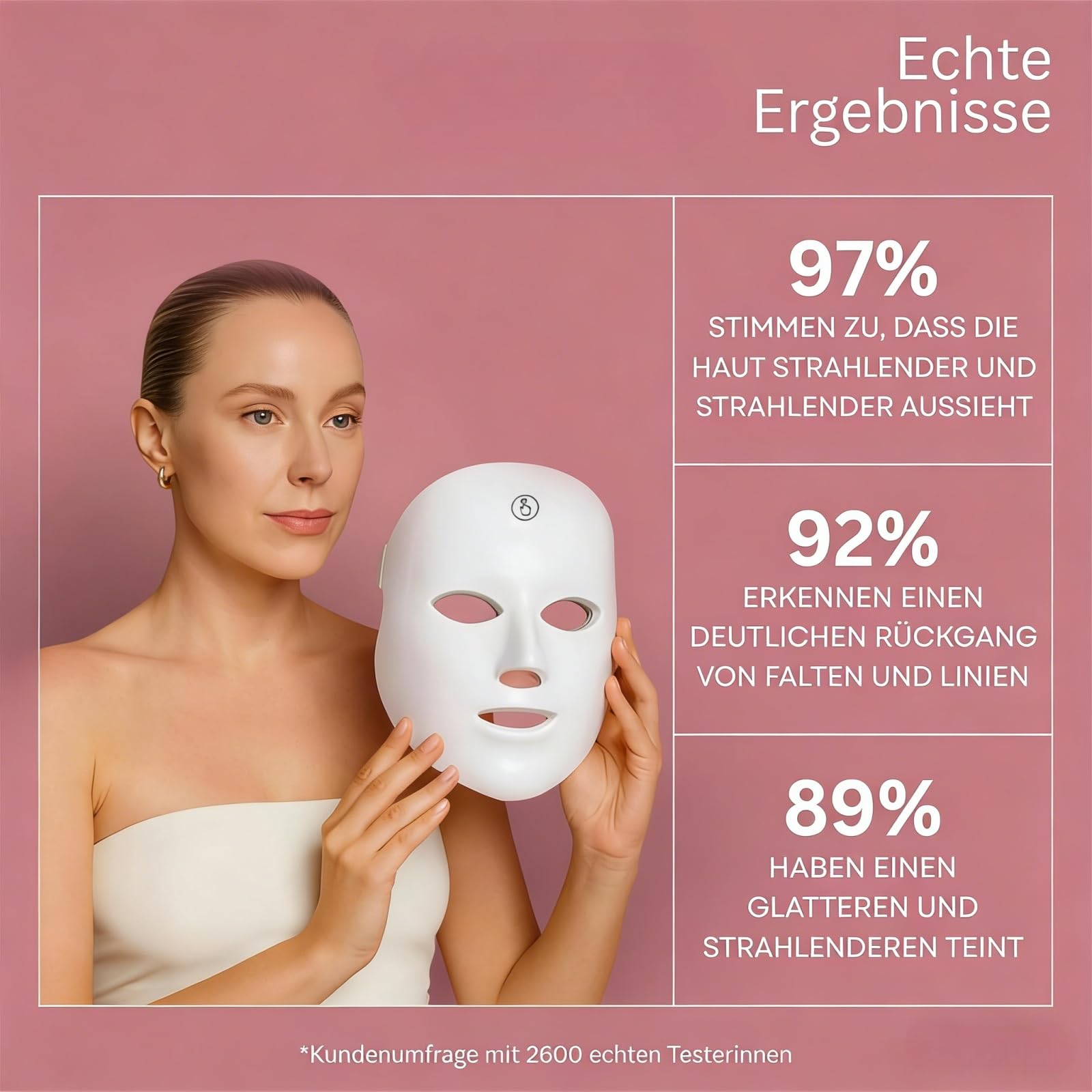 LED-Lichttherapiemaske, 7-farbige Lichttherapie, strahlende Haut, reduziert Rötungen und Akne, kabellose gleichmäßige Lichtverteilung, spezielle Schönheitspflege für Damen