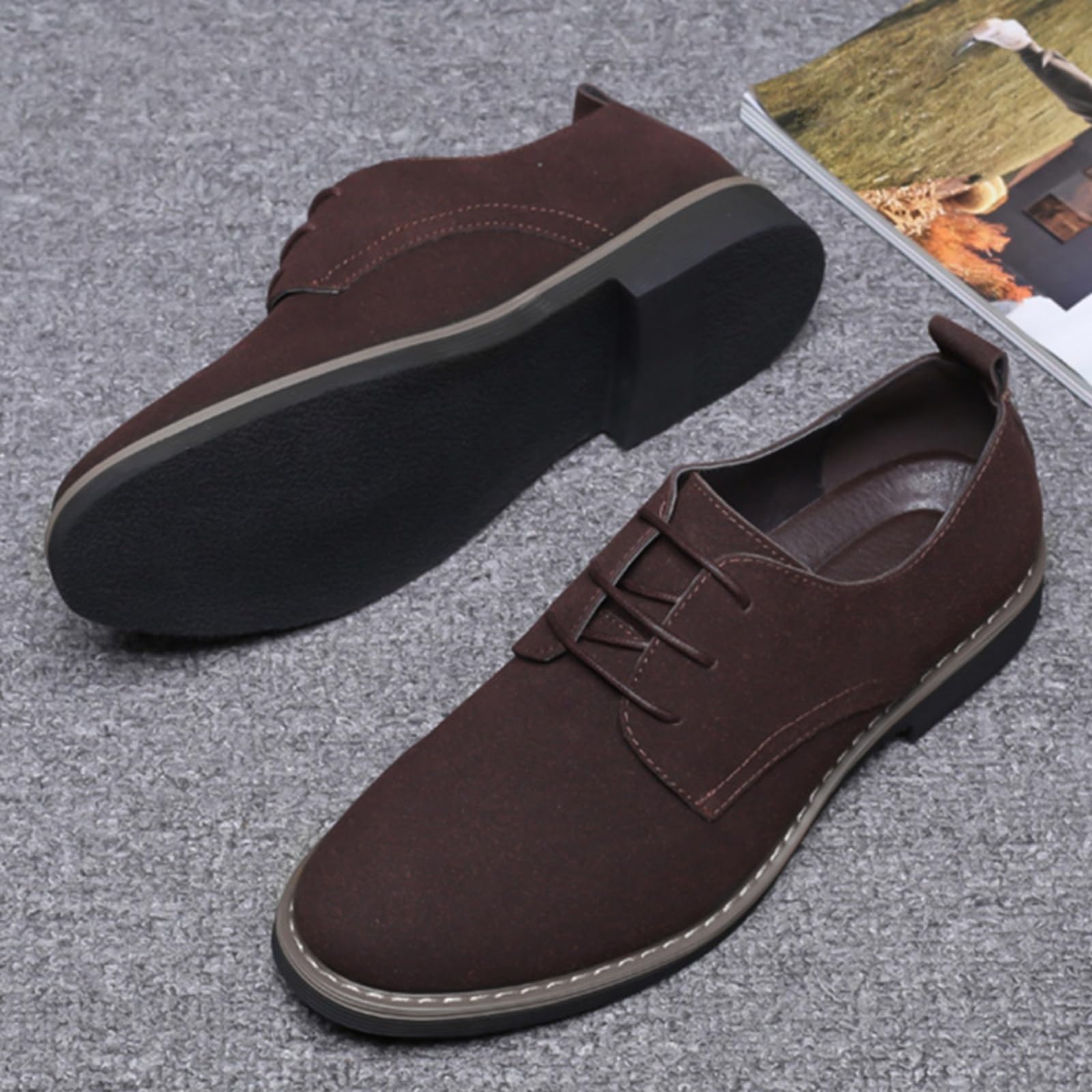 Hixingo Zapatos de Hombre de Vestir Mocasines Zapatos de Cuero Modernos Terciopelo Suave Zapatillas Vestir Hombre Antideslizante Suela de Goma para Negocios, Oficina, Trabajo, Bodas, 39-48