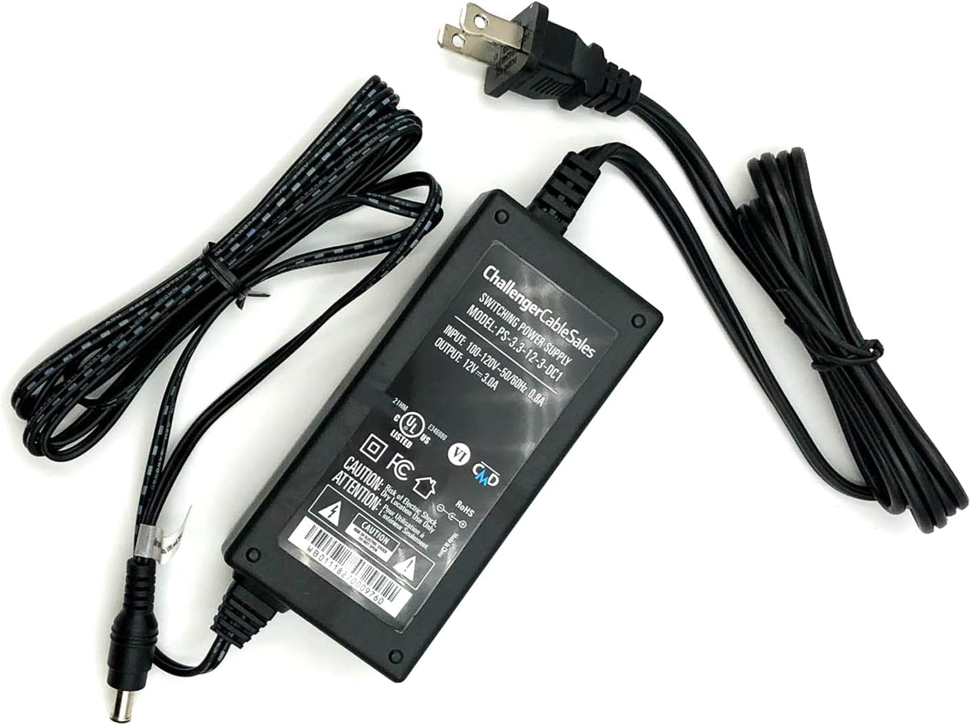 Challenger Cable Sales PS-3.3-12-3-DC1 12V 3A 36W Switching Power Supply AC/DC Adapter