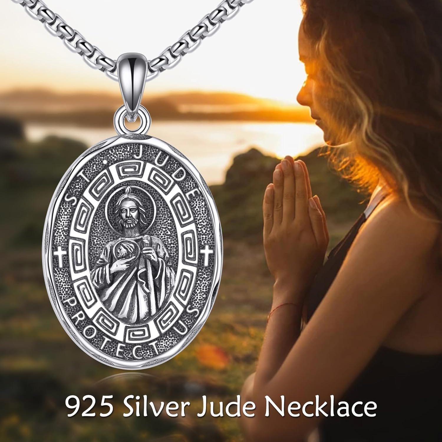 Patron Saint Necklace Sterling Silver Amulet Medal Pendant Religious Protector Jewelry Gifts for Women Men - Image 5