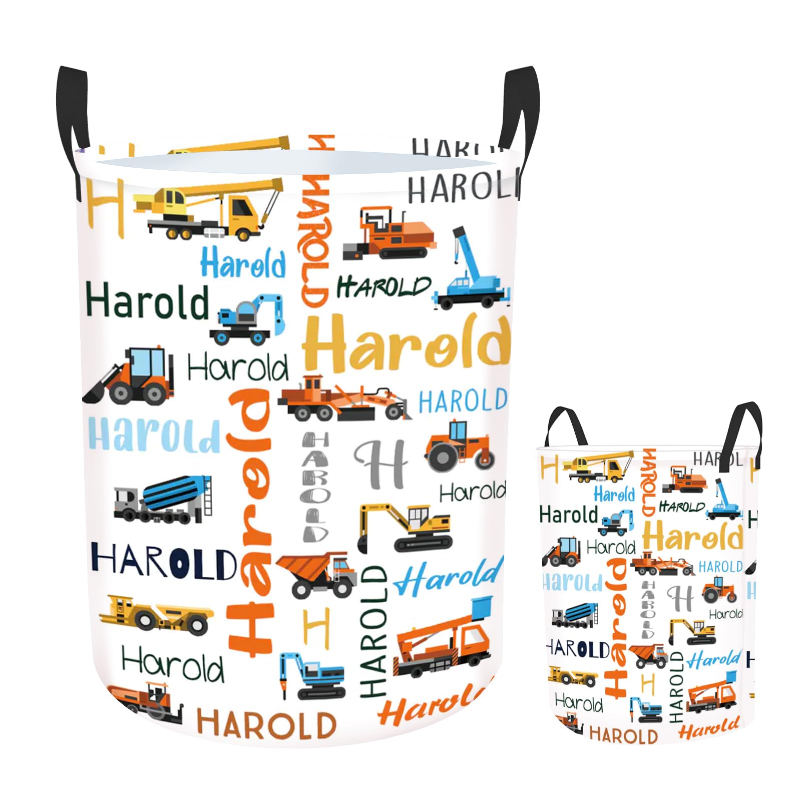 Rucekia Personalized Laundry Basket for Kids Boys Girls Adults, Custom Baby Name Truck Laundry Baskets for Nursery, Customize Boys Laundry Hamper, Personalized Gift with Baby Name