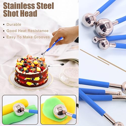 Miniatura 3 de 37 piezas de extrusora de arcilla de acero inoxidable, extrusora de pasta de azúcar, juego de herramientas de decoración de fondant con discos,