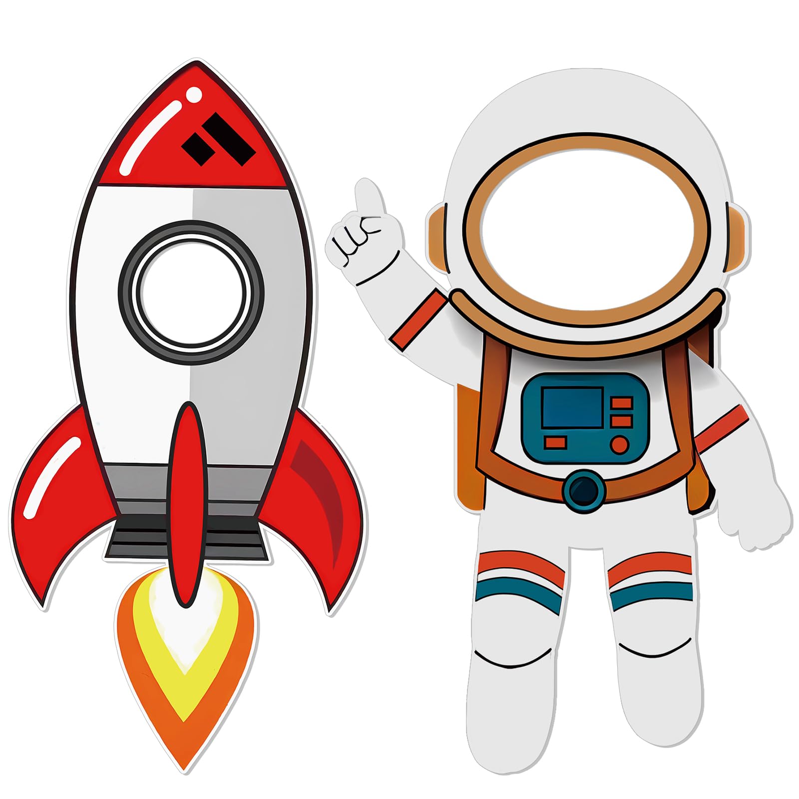 2 piezas de cartón de 122 cm con diseño de cohete astronauta de tamaño real, para cabina de fotos y telón de fondo, para decoración de fiesta de cumpleaños, exhibición de eventos científicos