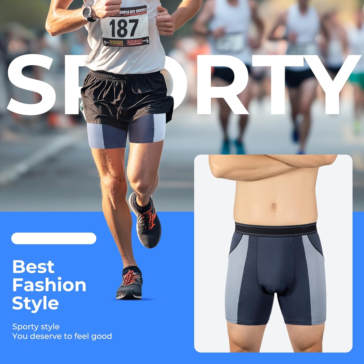 Carer Incontinence Underwear for Men Washable Mens Incontinence Underwear for Bladder Leak Protection 80ML Reusable Leak Proof Underwear for Men Urinary Incontinence Boxer Shorts (2 Black/2 Blue, M) - Image 6