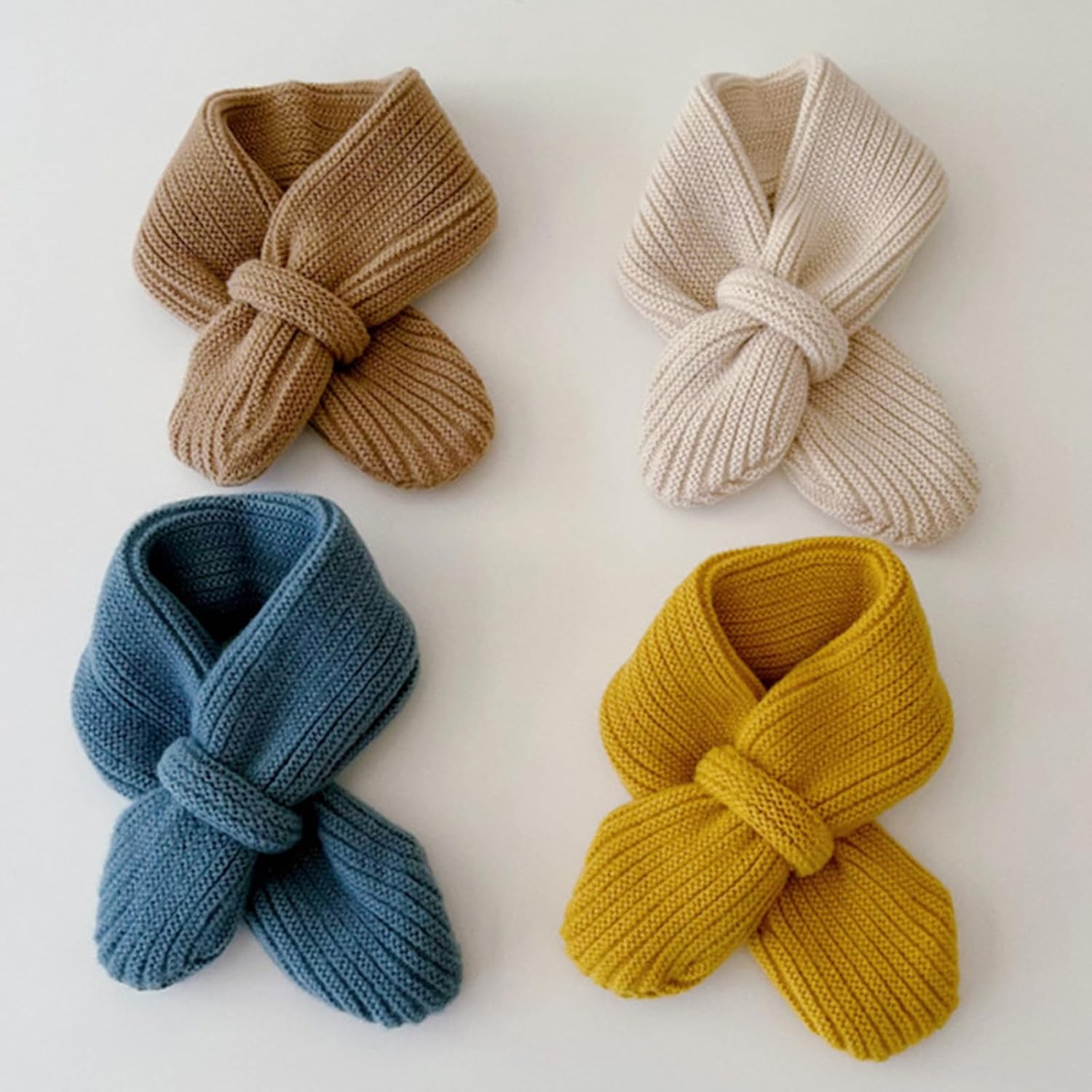 Fashionable Kids Knitted Scarf Soft & Warm Solid Color Scarf Stylish Children Wool Scarf Soft & Comfortable Scarf, Orange Red