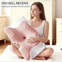 Vista 7 de Neck Pillow for Pain Relief Cooling Cervical Pillow for Sleeping, Contour Orthopedic Memory Foam Pillows for Back Stomach Sleepers (Pink)