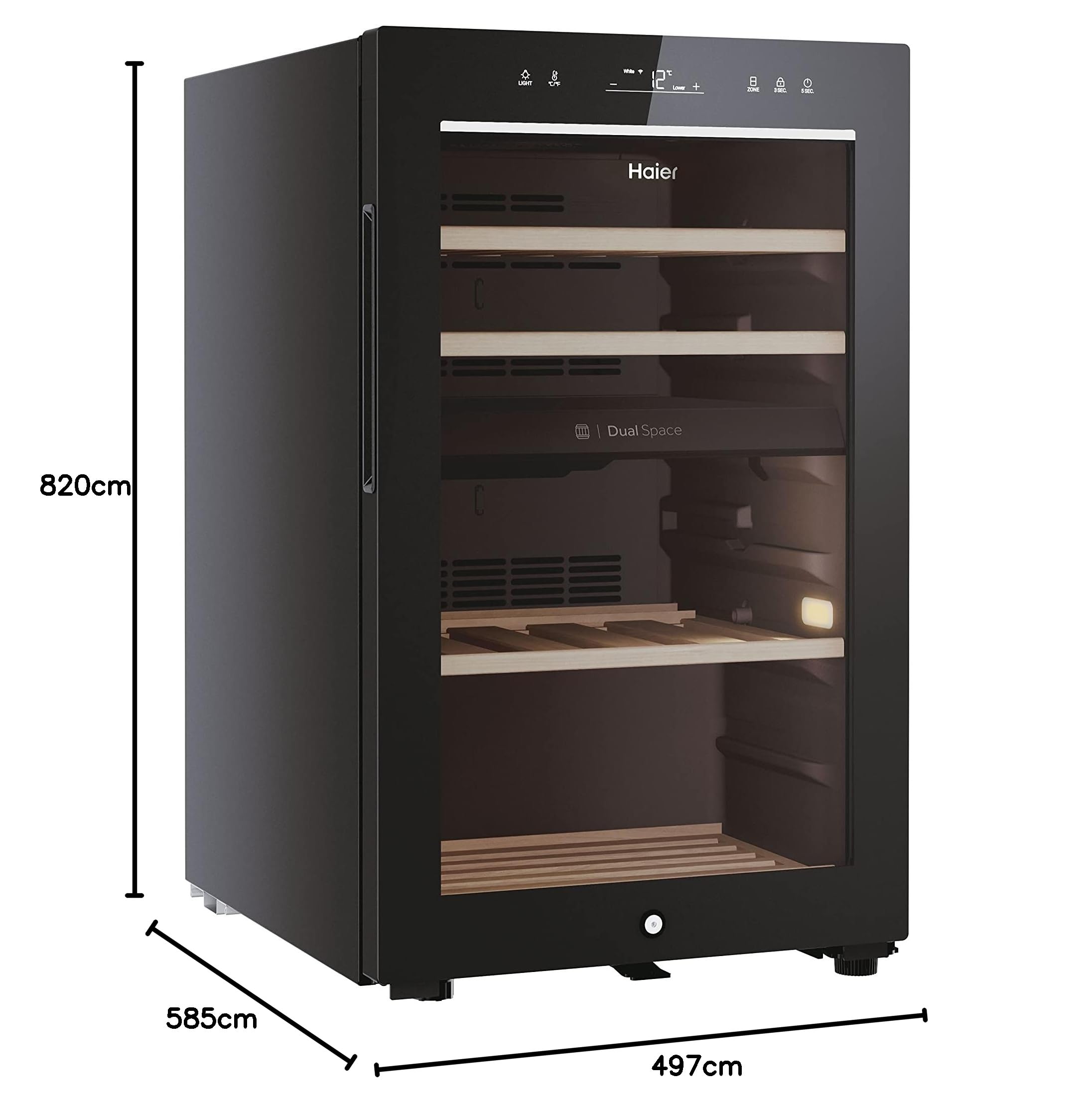 Haier HWS42GDAU1 Freestanding Wine Cooler, 1 door, 42 Bottles, 82cm Tall, Black [Energy Class G] — view 15