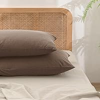 Vista 9 de BESTOUCH Funda de almohada 100% algodón lavado para cabello y piel, tacto de lino, suave, cómoda, transpirable, juego de 2 fundas de almohada