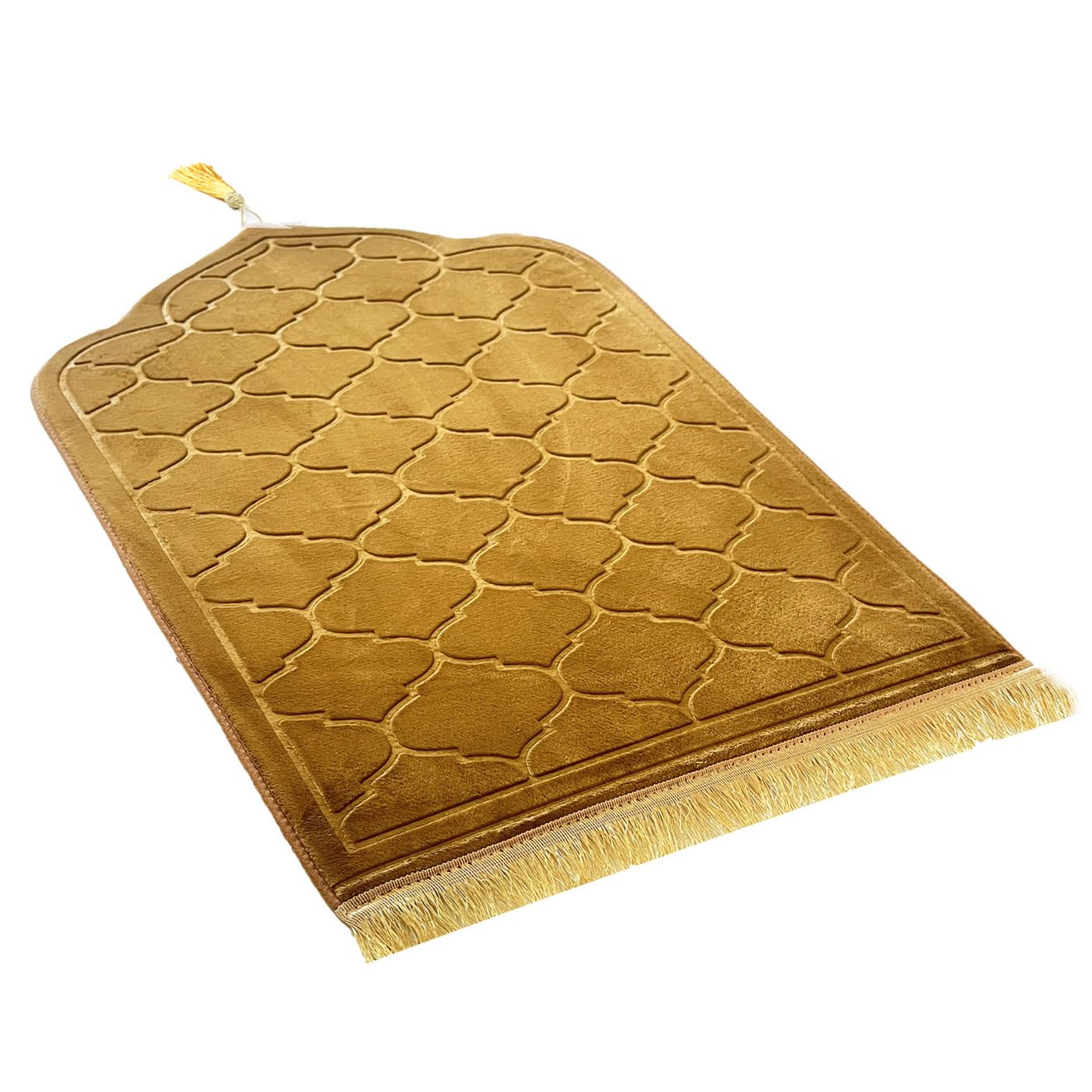 Prayer Rug Muslim Mat Islamic - Thickening Sponge Muslim Rug for Men Women Eid Travel Ramadan, Soft Luxury Great for Knees and Forehead （Champagne）