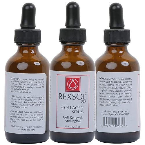 Miniatura 6 de REXSOL Suero de colágeno  Con Vit C & E  Suero antienvejecimiento eficaz para el cuidado facial y removedor de manchas de la edad  Suero antiarrugas