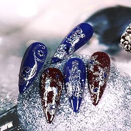 9 Sheets Merry Christmas Nail Art Stickers Decals Self-Adhesive Holiday Snowflakes Laser Silver Snowman Bell Nail Supplies Nail Art Design Decoration Accessories