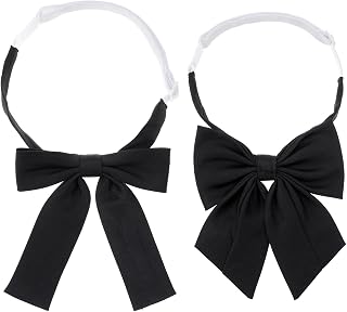2 Pcs Pre-tied Bowtie Adjustable Bowtie Ribbon Choker Self-Tie Bows Tie Solid Color Polyester Bowties for Women Parties School Uniform Shirt