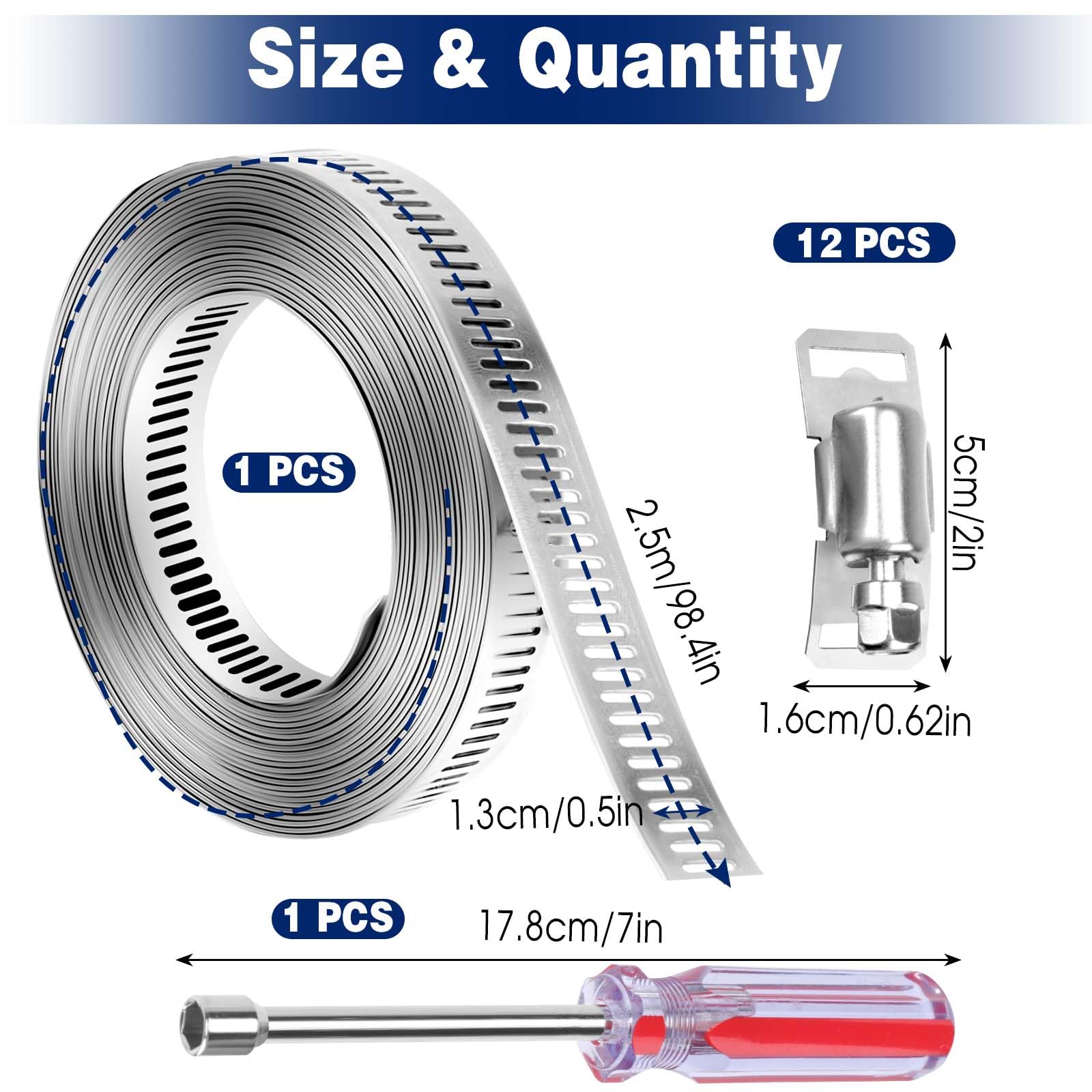 Fascette Stringitubo In Acciaio Inox 5m | Con Morsetti E Cacciavite | Per Tubi E Cavi - Foto 4