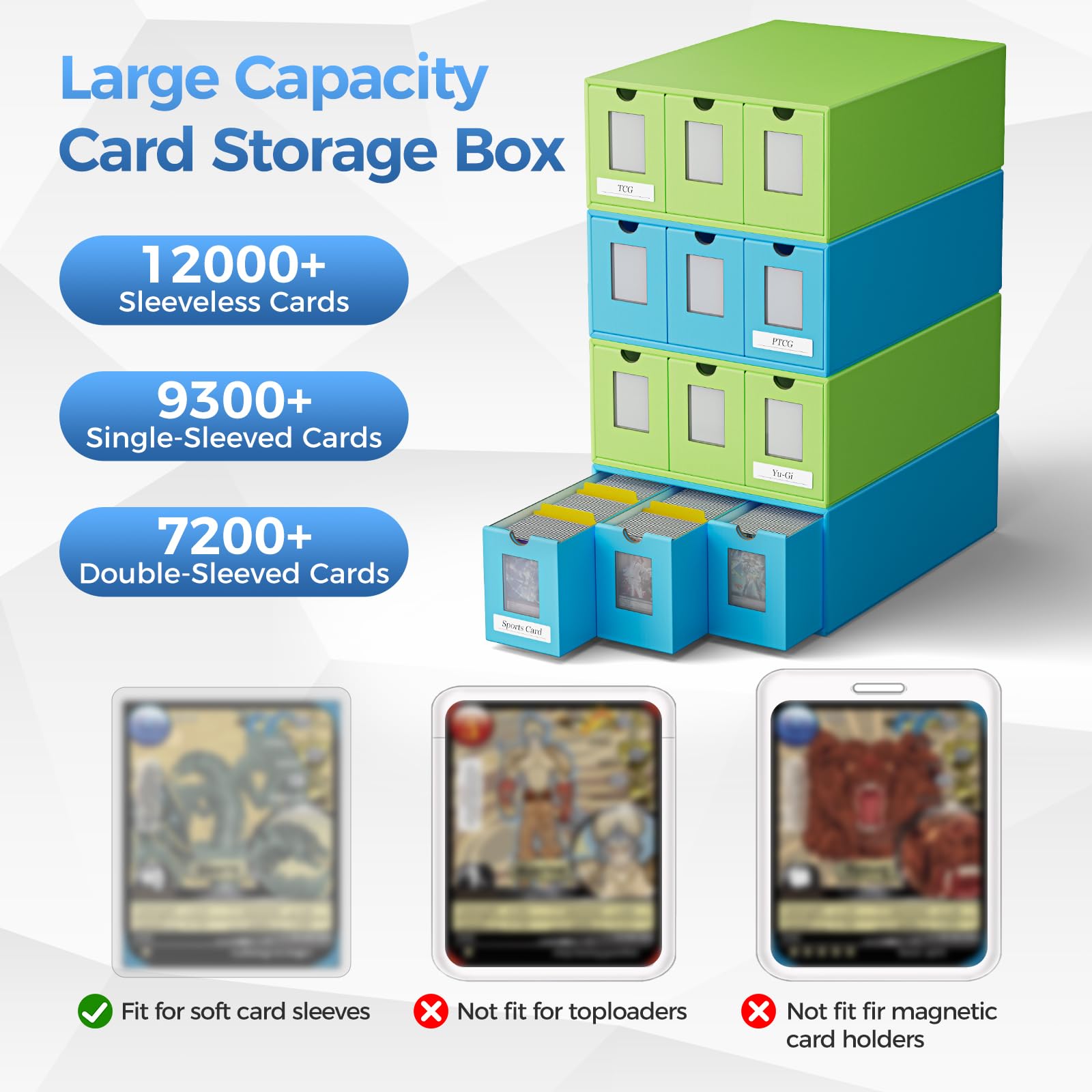Boîte de rangement pour cartes à collectionner 12000+, boîte en carton pour jeux de cartes avec 48 séparateurs,boîte de collection pour cartes à collectionner adaptée aux jeux TCG, PTCG, MTG
