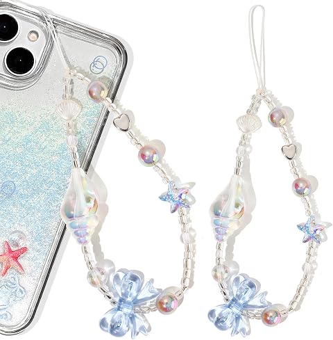 Camera Charms Strap -1PC Blue Star Phone Charm Strap Universal Digital Camera Chain Lanyard Cellphone Chain String Charm for Earhone Case Women(Blue Starfish,1PC)