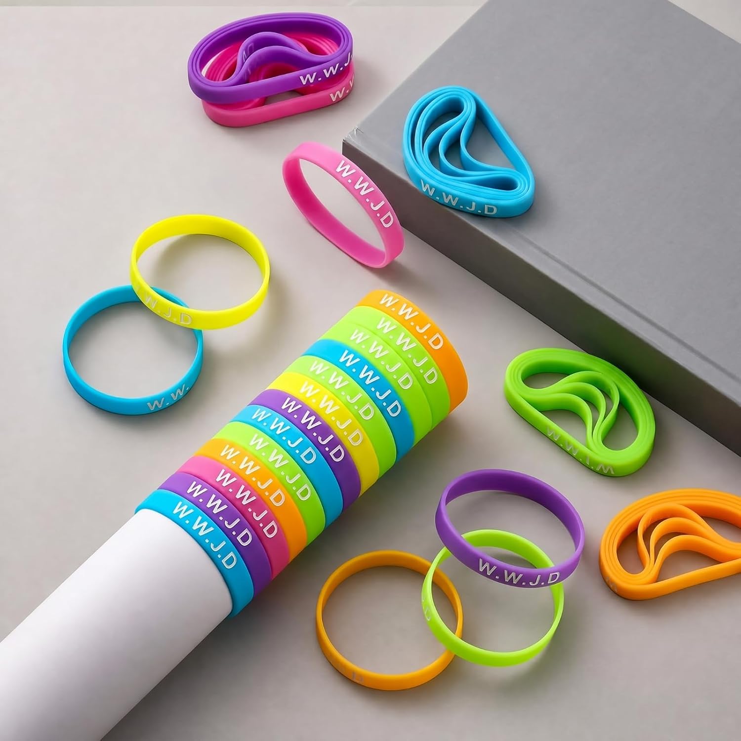 50 Pcs Glow in The Dark WWJD Bracelets Bulk