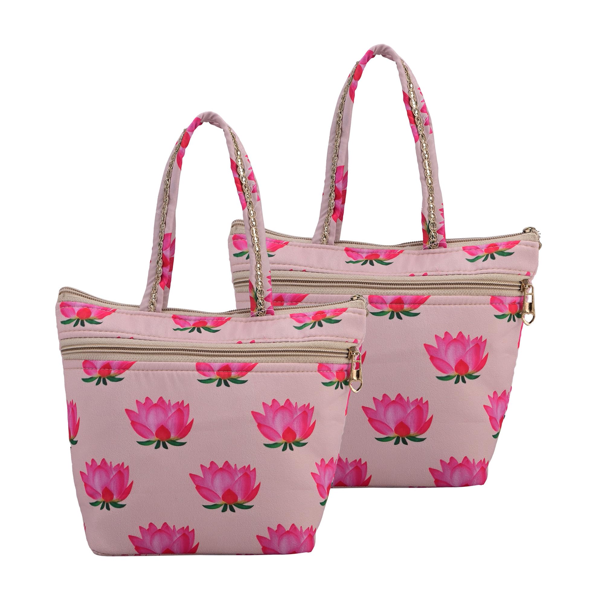 Silk Small Size Ladies Hand Purse for Women with 2 Zipper Compartment-image-44