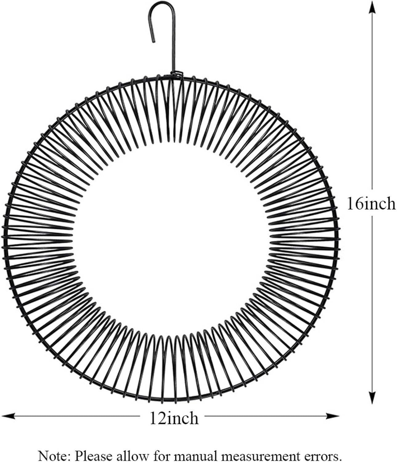 SEIWEI 1 Pack Peanut Bird Feeder, Hanging Wreath Feeder Round Metal Whole Wild Bird Feeder with Hook Attracks Birds, 12 * 16in (Green)