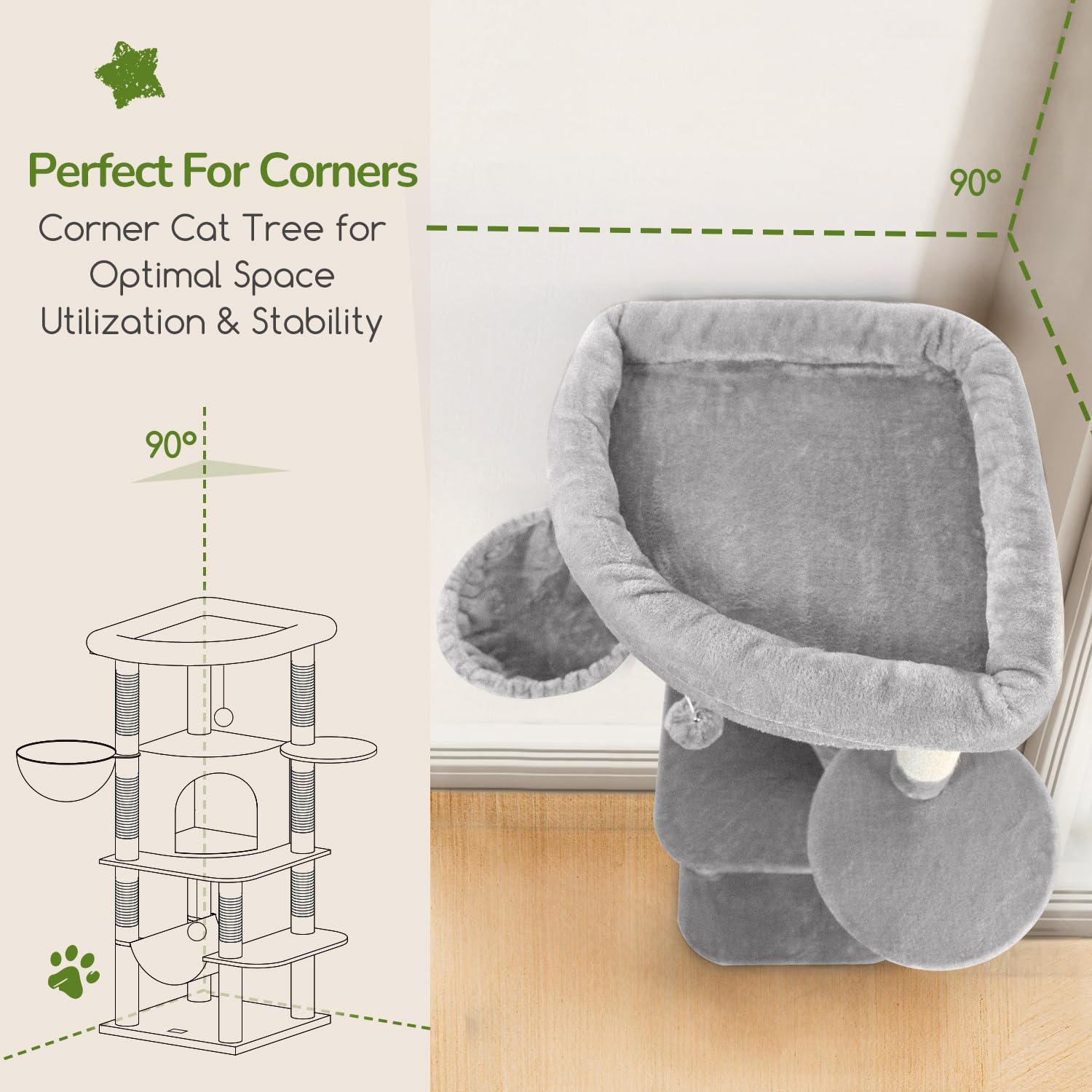 Globlazer Kattenboom Beige grote xxl hoog 213 cm met 2 kattenhuis groot platform gevoerde Zitstang Mand krabpaal Sisal, luxe Krabpaal stabiele voor grote katten Maine Coon Bkh Ragdoll (F83, Beige Globlazer Kattenboom Beige grote xxl hoog 213 cm met 2 kattenhuis groot platform gevoerde Zitstang Mand krabpaal Sisal, luxe Krabpaal stabiele voor grote katten Maine Coon Bkh Ragdoll (F83, Beige