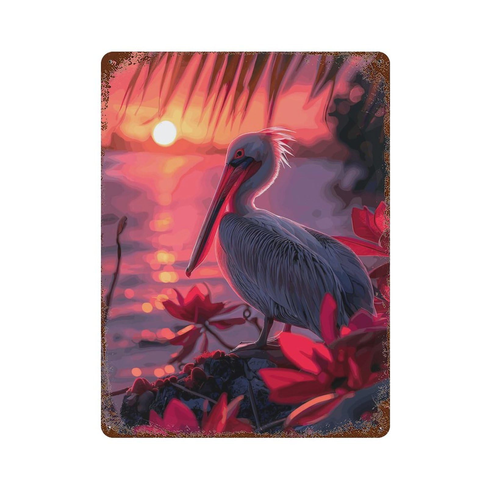 Pelican Rock Sunset Decorative Tin Sign 15.7"x11.8", Shabby Chic Decor for Garage, Pub Or Kitchen