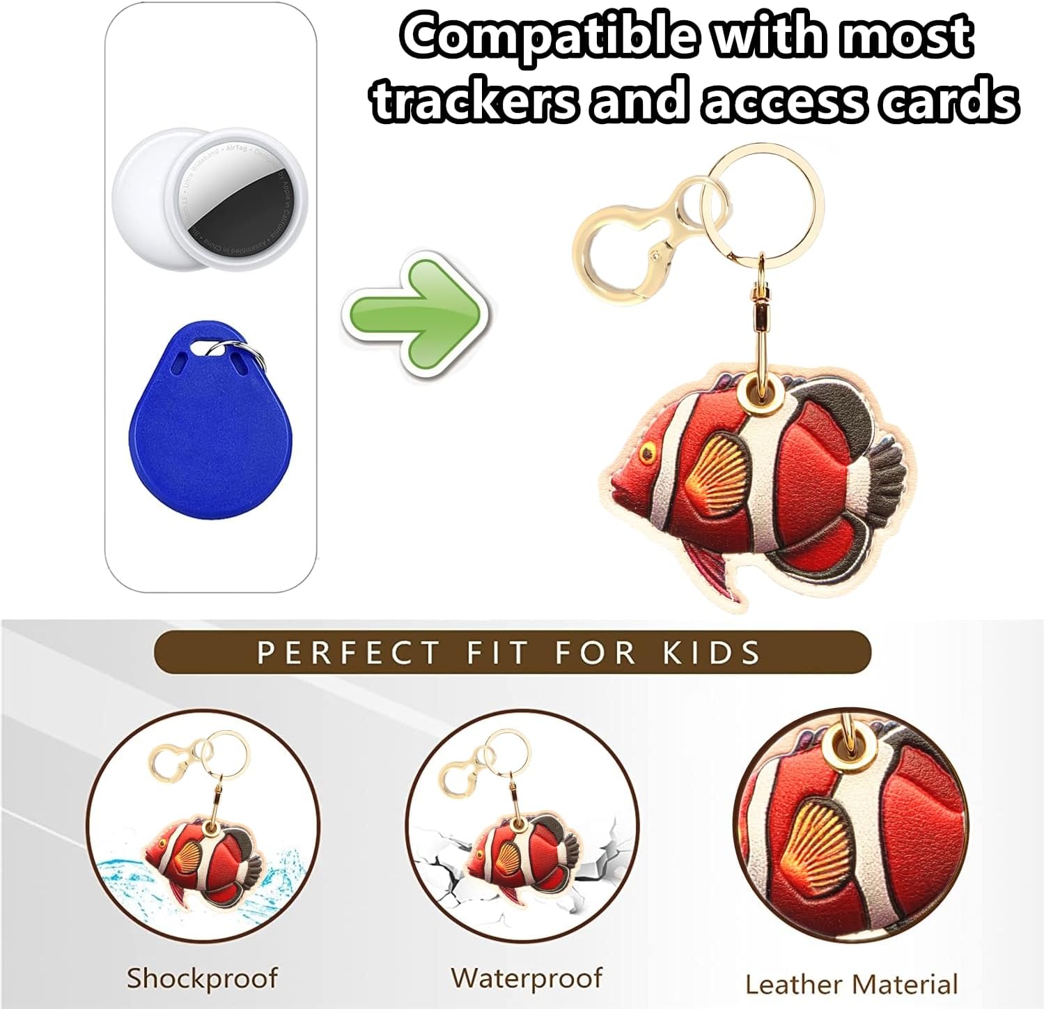 BORKUANA PU Leather Keychain holder Protective Case Compatible with AirTag image 4