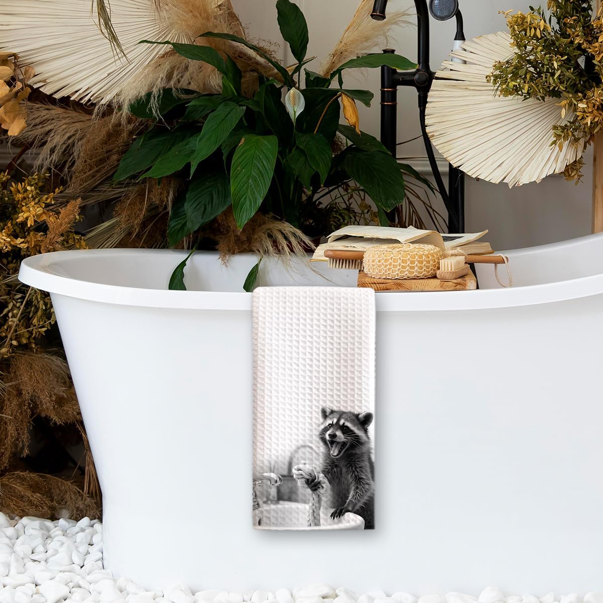 1 PCS Funny Cute Raccoon Hand Towels for Bathroom,Raccoon Gifts for Women,Raccoon Decor Cute Kitchen Towels,Animal Decorative Towels for Bathroom, Pet Owners Housewarming - A17 - Image 5