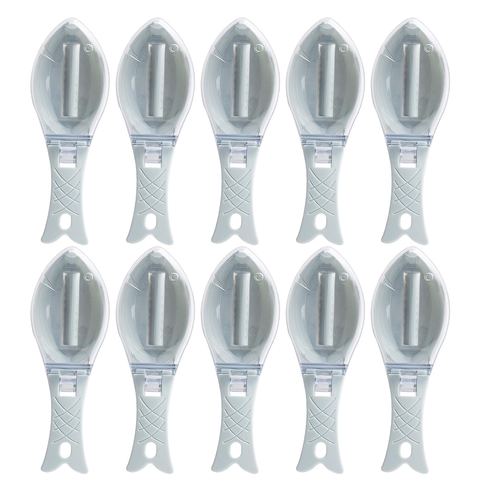 10 Pezzi Rimuovi Squame Pesce Portatile con Coperchio Strumento Manuale Ergonomico per Pulizia Rapida in Cucina e Ristoranti Adatto Vari Tipi di Pesce