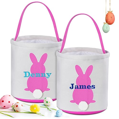 Vista 10 de Cesta de Pascua personalizada, 2 cestas de Pascua VAPCUFF para niños y niñas, cestas de regalo de Pascua, cesta de conejo de Pascua, regalos de 2