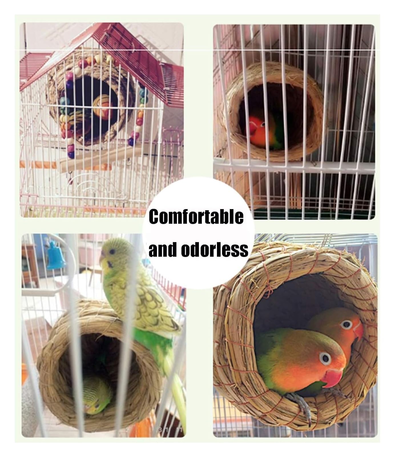 Nichoir en jonc de mer naturel pour oiseaux, lieu de repos confortable pour pigeons et perroquets