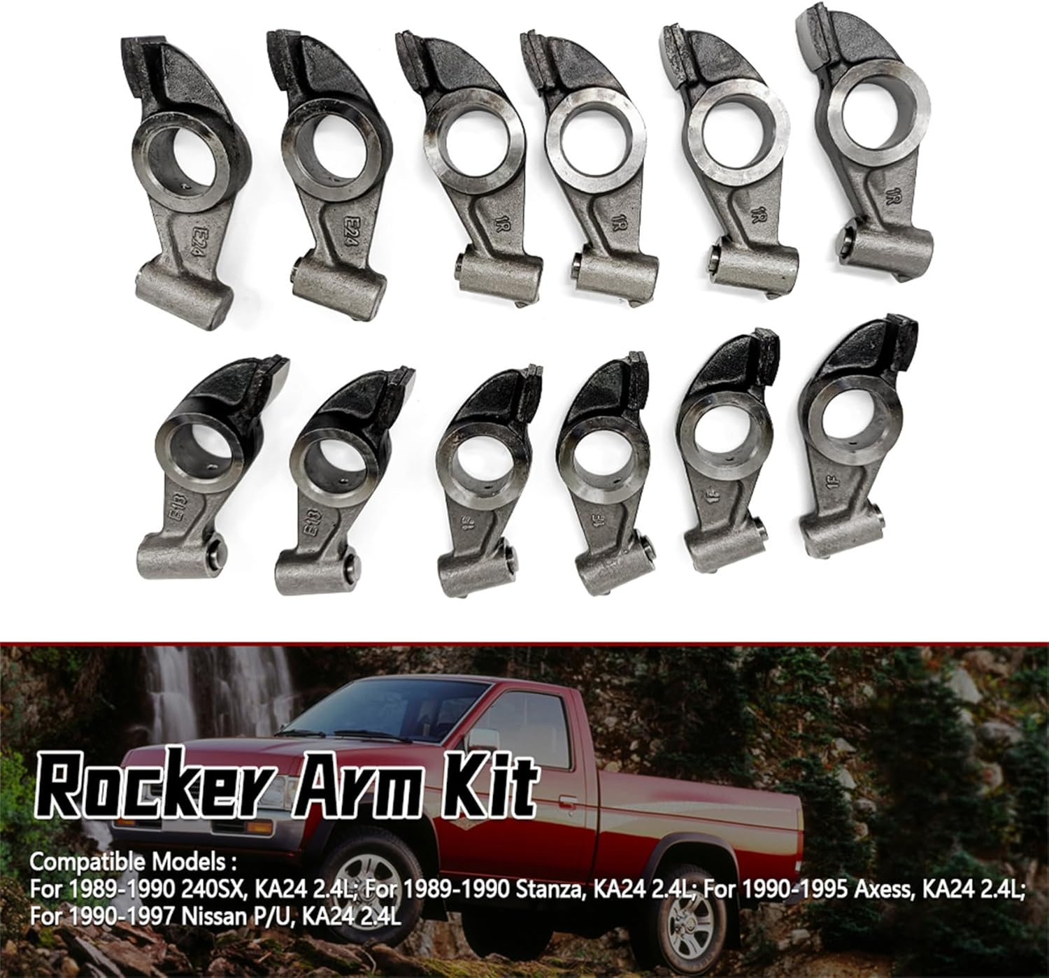 Rocker Arm Kit Fit for Nissan 2.4L KA24E 240SX Stanza Axxess Hardbody Pickup 1989-1997 Replace 13257-40F06 13257-40F07 13257-40F16 13257-40F17