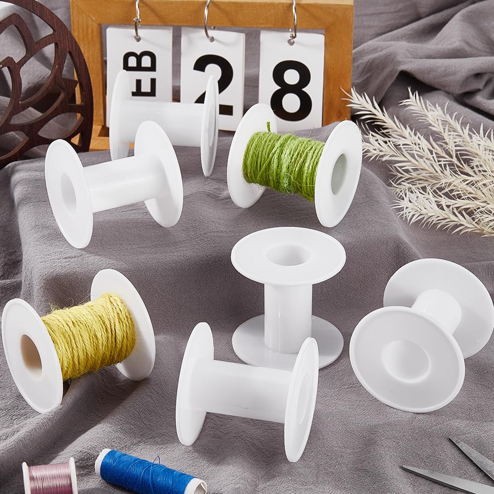 SUNNYCLUE 15Pcs 64 x 58mm Empty Spool Plastic Bobbins Bulk White Ribbon Weave Crochet Sewing Organizer Holder Chain Tape Spool for Thread Crafts Arts Stitch Supplies Embroidery Needle Yarn Women Adult - Image 3