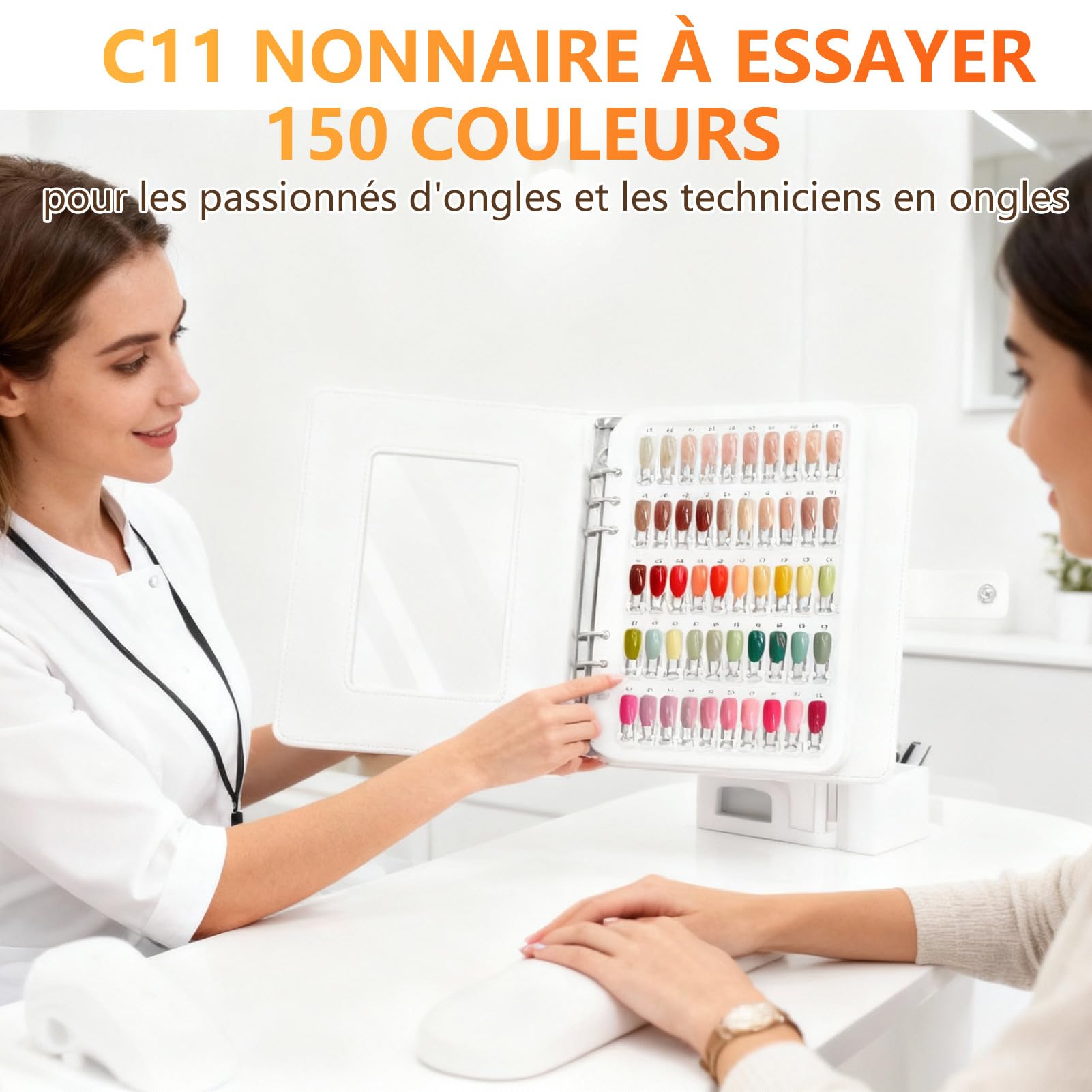 150 Couleurs Nuancier Ongles Modèles de Présentation, Présentoir Ongles Nuancier Nuancier Vernis Semi Permanent pour Style Nail Art et Affichage Des Couleurs, C11