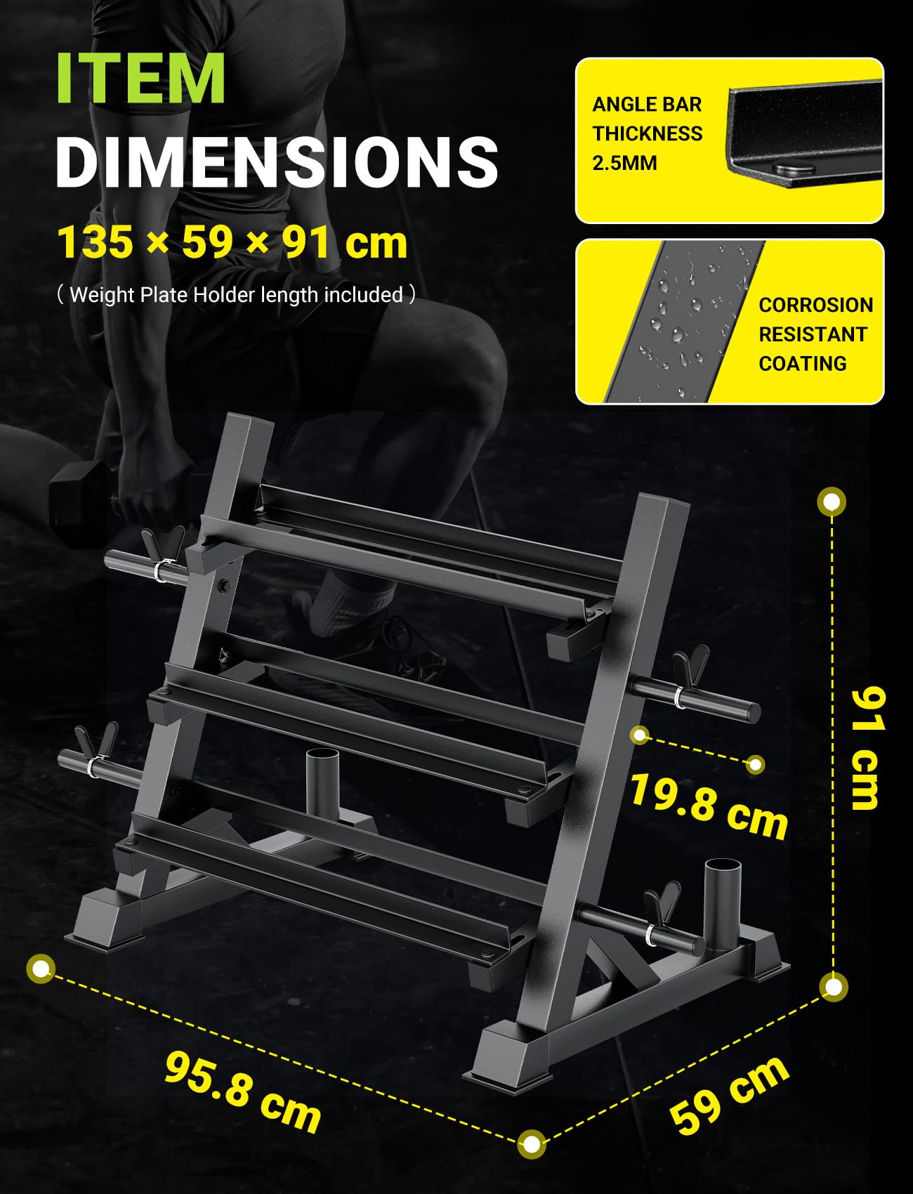YOLEO Rack Palestra - Rastrelliera pesi Regolabile Porta pesi Palestra Casa, Porta Dischi Palestra pesi Pesanti Supporto per Manubri