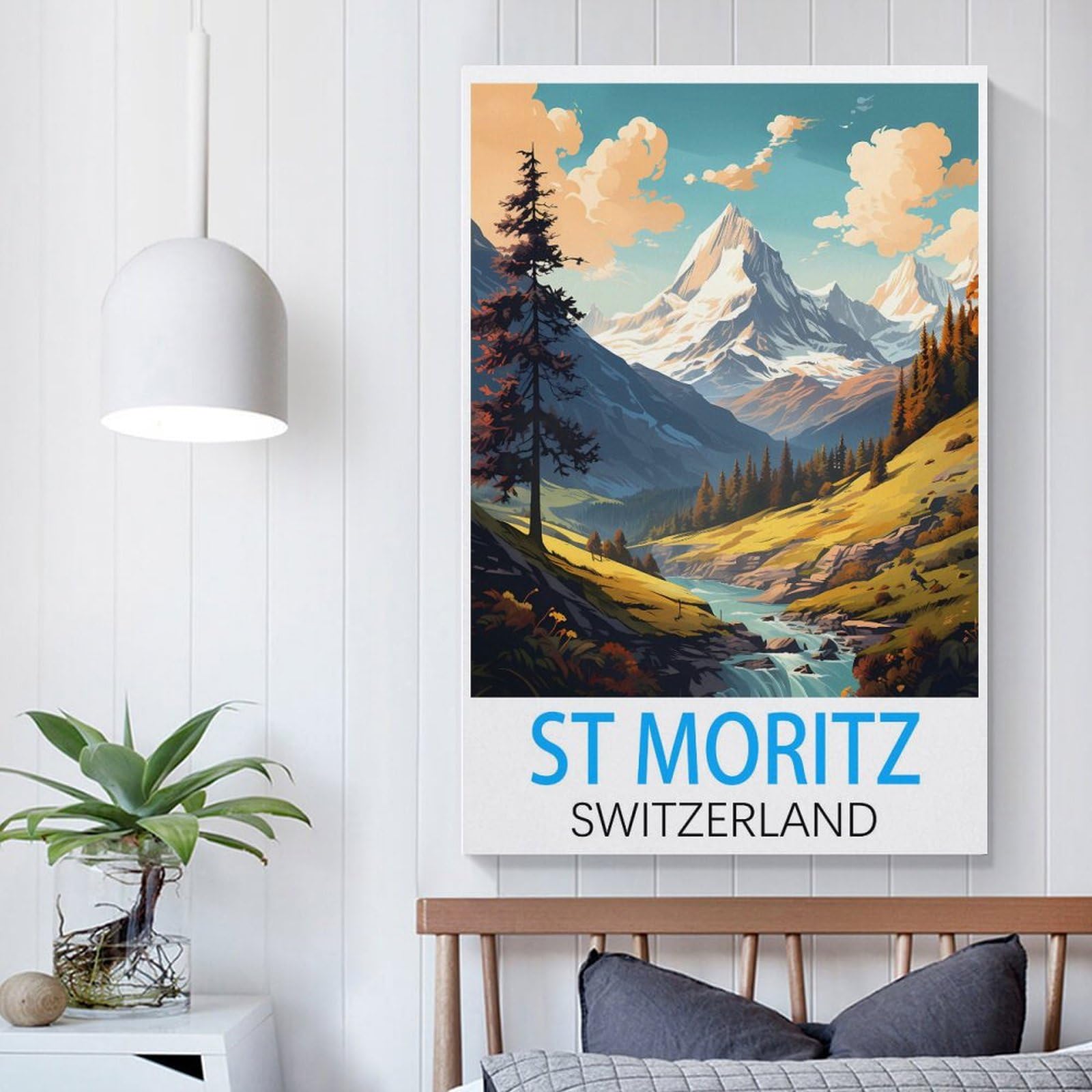 St. Moritz Schweiz Vintage Poster 50x75cm - Leinwand Wandkunst Für Wohnzimmer Deko