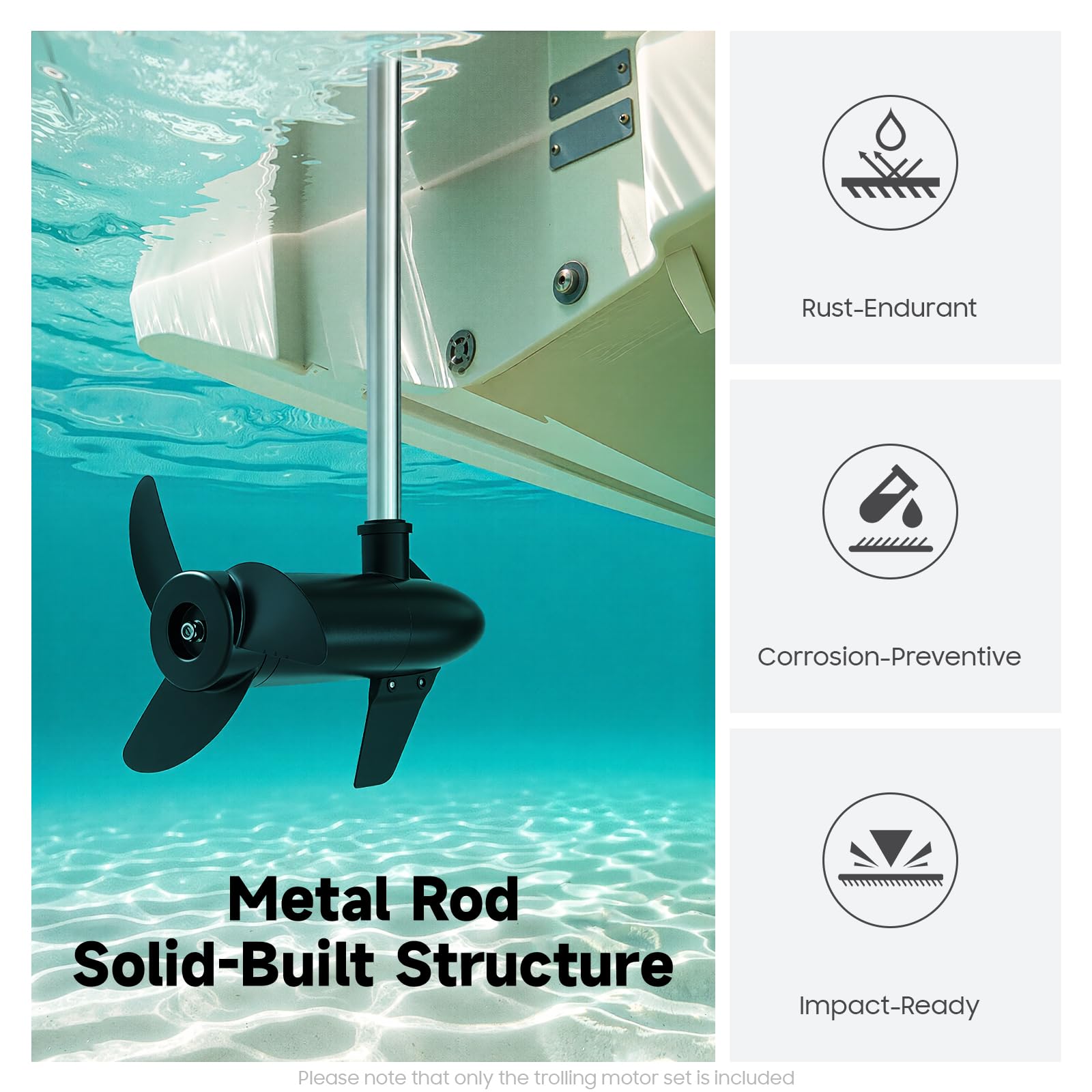Motore elettrico fuoribordo 12 V motore elettrico per barche 408 W Thrust Electric Trolling Motore 5 avanti e 2 retromarce