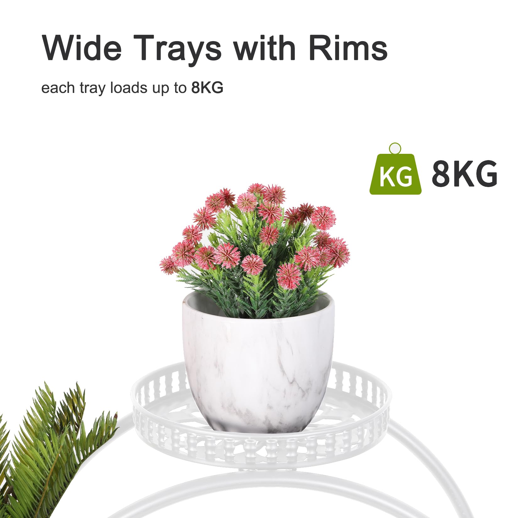 unho Porte Plante Intérieur à roulettes, Cache Pot sur Pied Plante Intérieur Blanc Support Plantes Intérieur Métal Design Étagère Plante Extérieur Jardin en Pot pour Salon Jardin Balcon - 33x73x79cm