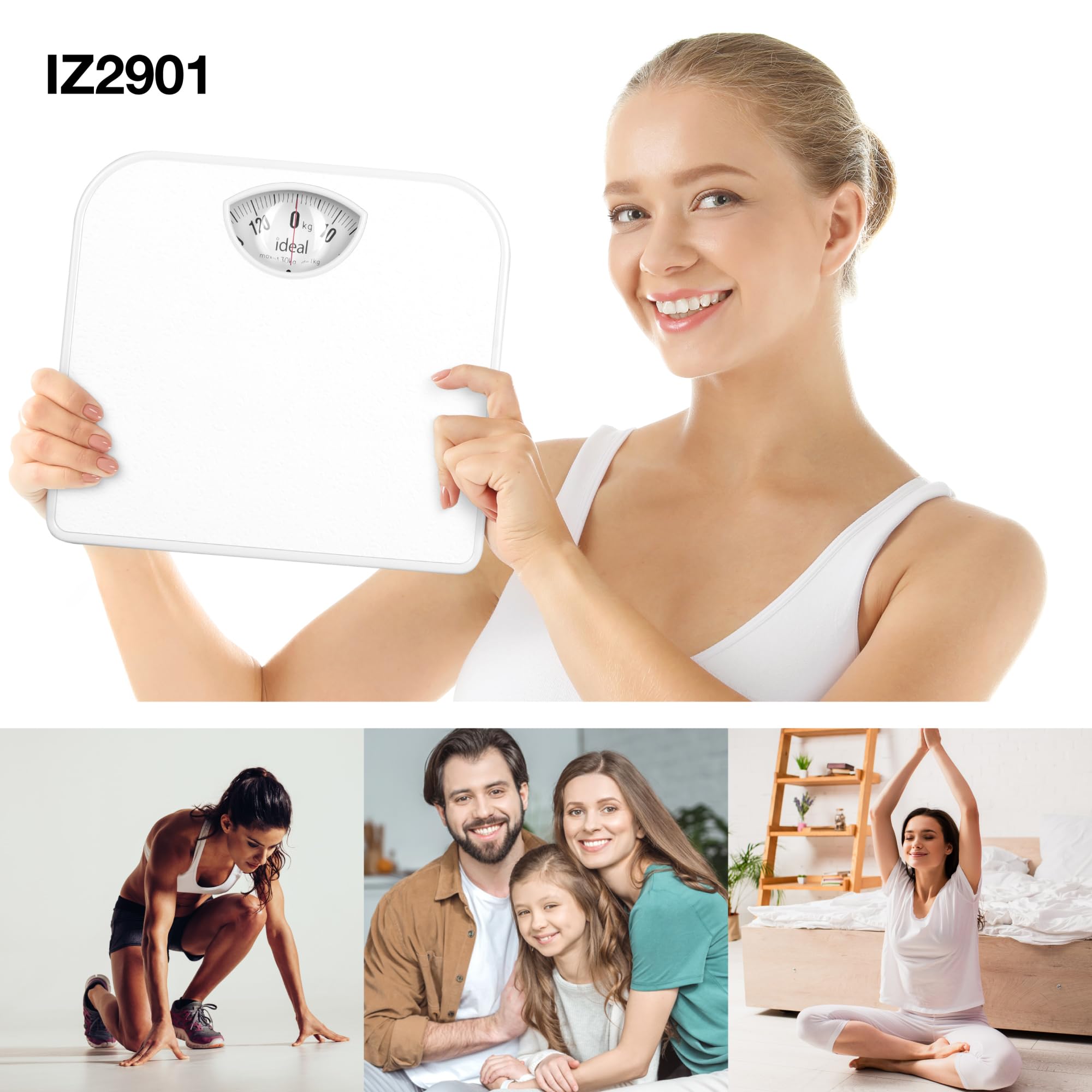 Báscula de baño analógica clásica MECÁNICA PARA 130 KG IZ9201 BLANCO